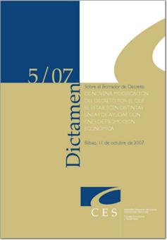 Dictamen 5/07 sobre el Borrador del Decreto de 9ª modificación del Decreto por el que se establecen distintas líneas de ayudas con fines de promoción económica